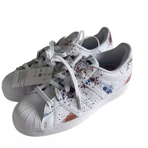 adidas Superstar GS Boys Shoes Size 6.5, White/Multi-Colored-White
